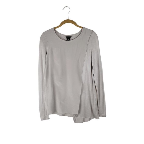Club Monaco Long Sleeve Asymmetrical Top Silver Gray Layered Drape Silk Size XS - Picture 1 of 7